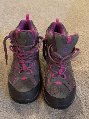 Merrell Gray and Pink Kids Trail Boots